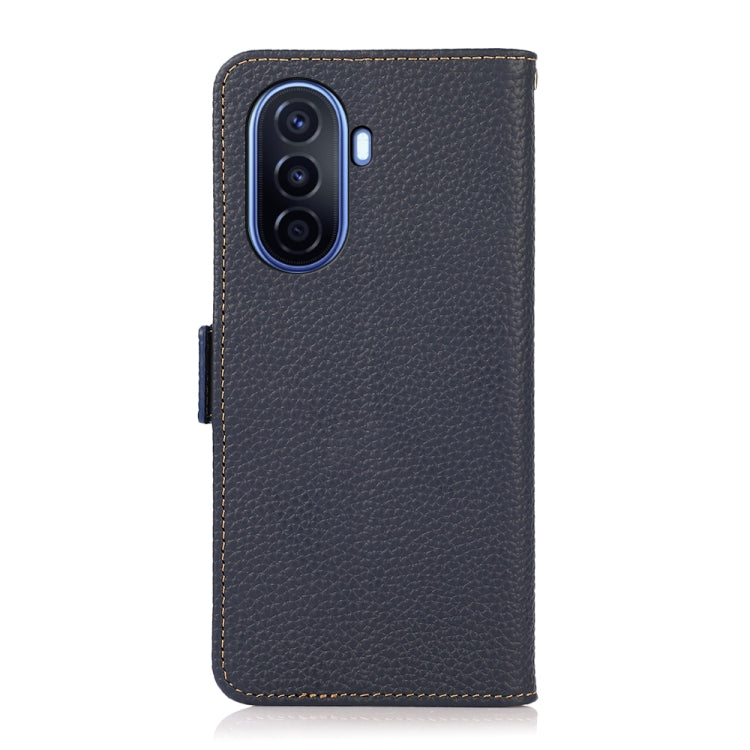 For Huawei nova Y70 Plus KHAZNEH Side-Magnetic Litchi Genuine Leather RFID Phone Case(Blue) - Huawei Cases by PMC TechLife | Online Shopping South Africa | PMC TechLife | Buy Now Pay Later Mobicred