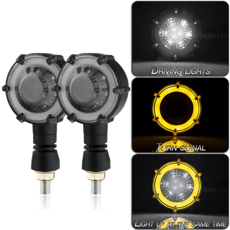 2 PCS PE-ZSD-174 Motorcycle Flashing Rotation Mode LED Two-color Modified Round Turn Signal Light(Yellow + White Light) - Grips by PMC TechLife | Online Shopping South Africa | PMC TechLife | Buy Now Pay Later Mobicred