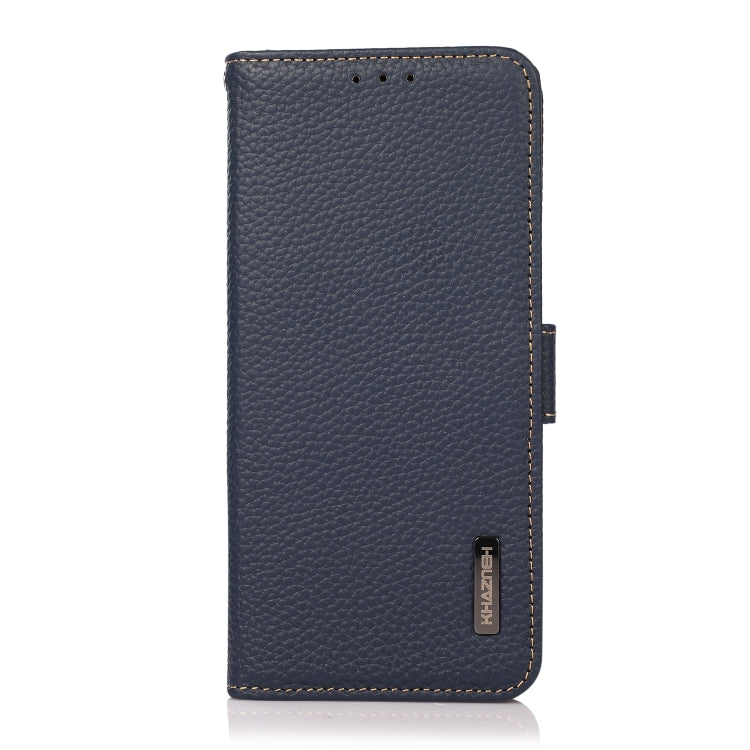 For Motorola Moto G42 KHAZNEH Side-Magnetic Litchi Genuine Leather RFID Phone Case(Blue) - Motorola Cases by PMC TechLife | Online Shopping South Africa | PMC TechLife | Buy Now Pay Later Mobicred