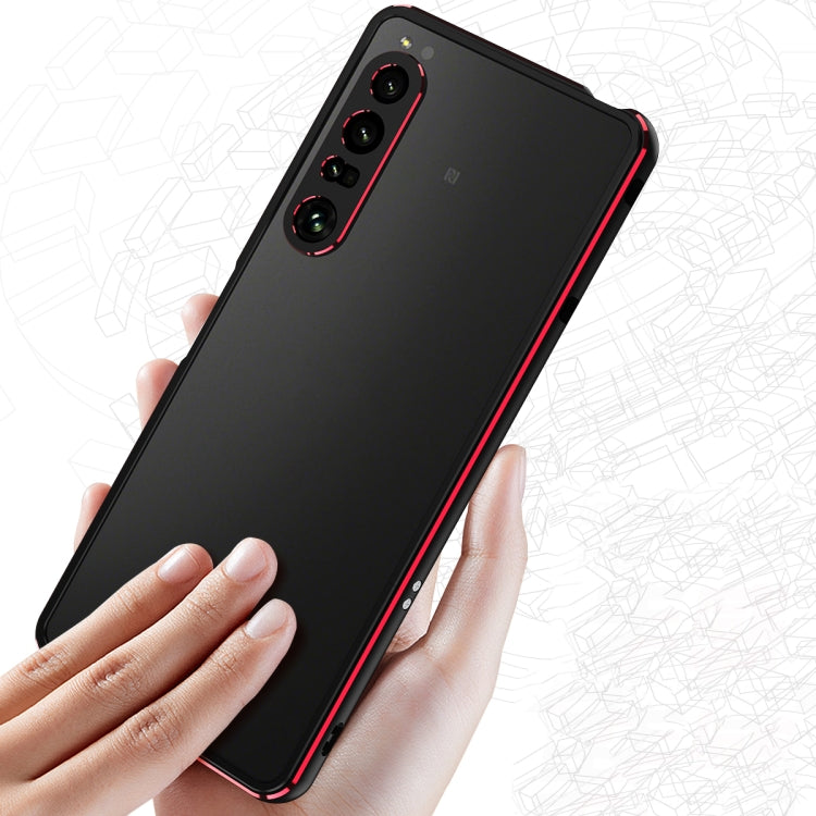 For Sony Xperia 1 IV Aurora Series Lens Protector + Metal Frame Protective Phone Case(Black Purple) - Sony Cases by PMC TechLife | Online Shopping South Africa | PMC TechLife | Buy Now Pay Later Mobicred