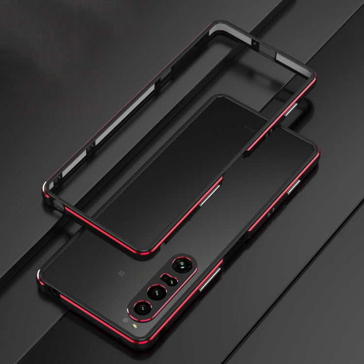 For Sony Xperia 1 IV Aurora Series Lens Protector + Metal Frame Protective Phone Case(Black Purple) - Sony Cases by PMC TechLife | Online Shopping South Africa | PMC TechLife | Buy Now Pay Later Mobicred