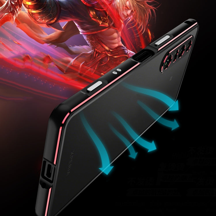 For Sony Xperia 1 IV Aurora Series Lens Protector + Metal Frame Protective Phone Case(Black Red) - Sony Cases by PMC TechLife | Online Shopping South Africa | PMC TechLife | Buy Now Pay Later Mobicred