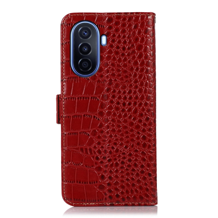 For Huawei Enjoy 50 CN / nova Y70 Plus / Y70 4G CN Crocodile Top Layer Cowhide Leather Phone Case(Red) - Huawei Cases by PMC TechLife | Online Shopping South Africa | PMC TechLife | Buy Now Pay Later Mobicred