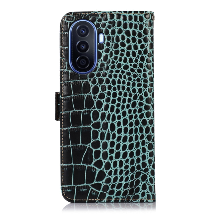 For Huawei Enjoy 50 CN / nova Y70 Plus / Y70 4G CN Crocodile Top Layer Cowhide Leather Phone Case(Green) - Huawei Cases by PMC TechLife | Online Shopping South Africa | PMC TechLife | Buy Now Pay Later Mobicred