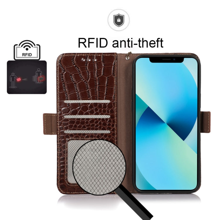 For Huawei Enjoy 50 CN / nova Y70 Plus / Y70 4G CN Crocodile Top Layer Cowhide Leather Phone Case(Brown) - Huawei Cases by PMC TechLife | Online Shopping South Africa | PMC TechLife | Buy Now Pay Later Mobicred