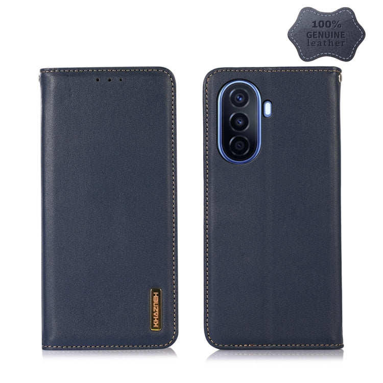 For Huawei Enjoy 50 CN / nova Y70 Plus / Y70 4G CN KHAZNEH Nappa Top Layer Cowhide Leather Phone Case(Blue) - Huawei Cases by PMC TechLife | Online Shopping South Africa | PMC TechLife | Buy Now Pay Later Mobicred