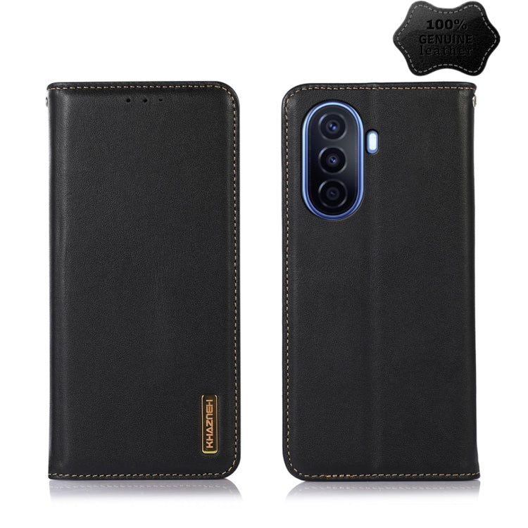 For Huawei Enjoy 50 CN / nova Y70 Plus / Y70 4G CN KHAZNEH Nappa Top Layer Cowhide Leather Phone Case(Black) - Huawei Cases by PMC TechLife | Online Shopping South Africa | PMC TechLife | Buy Now Pay Later Mobicred