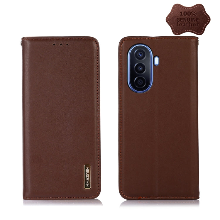 For Huawei Enjoy 50 CN / nova Y70 Plus / Y70 4G CN KHAZNEH Nappa Top Layer Cowhide Leather Phone Case(Brown) - Huawei Cases by PMC TechLife | Online Shopping South Africa | PMC TechLife | Buy Now Pay Later Mobicred