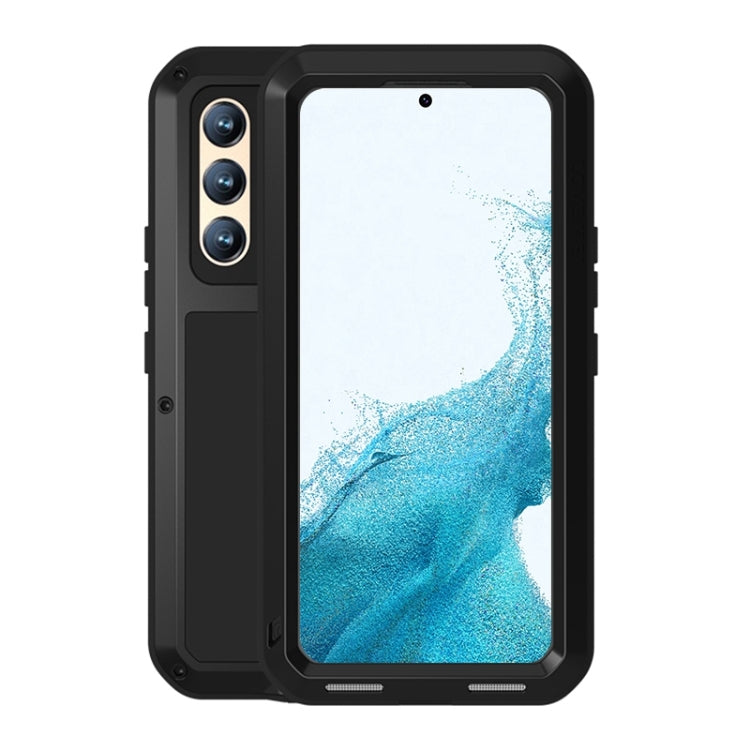 For Samsung Galaxy S22  LOVE MEI Metal Shockproof Waterproof Dustproof Protective Phone Case with Glass(Black) - Galaxy S22 5G Cases by LOVE MEI | Online Shopping South Africa | PMC TechLife | Buy Now Pay Later Mobicred