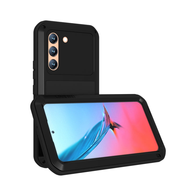 For Samsung Galaxy S22  LOVE MEI Metal Shockproof Waterproof Dustproof Protective Phone Case with Glass(Black) - Galaxy S22 5G Cases by LOVE MEI | Online Shopping South Africa | PMC TechLife | Buy Now Pay Later Mobicred