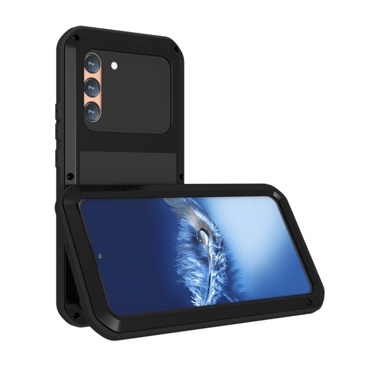 For Samsung Galaxy S22+ LOVE MEI Metal Shockproof Waterproof Dustproof Protective Phone Case with Glass(Red) - free shipping - PMC TechLife - Order now!