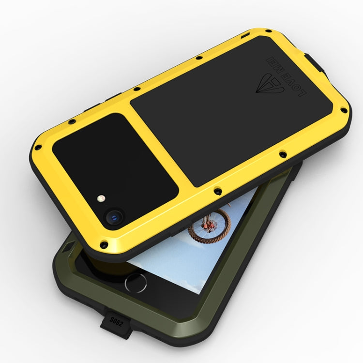 For iPhone SE 2022 / SE 2020 / 8 / 7 LOVE MEI Metal Shockproof Life Waterproof Dustproof Protective Phone Case with Glass(Yellow) - free shipping - PMC TechLife - Order now!