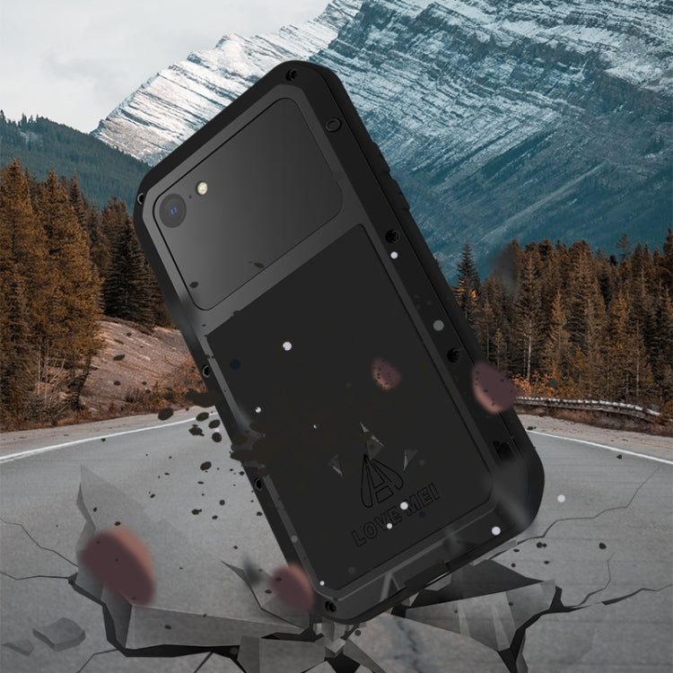 For iPhone SE 2022 / SE 2020 / 8 / 7 LOVE MEI Metal Shockproof Life Waterproof Dustproof Protective Phone Case with Glass(Red) - free shipping - PMC TechLife - Order now!