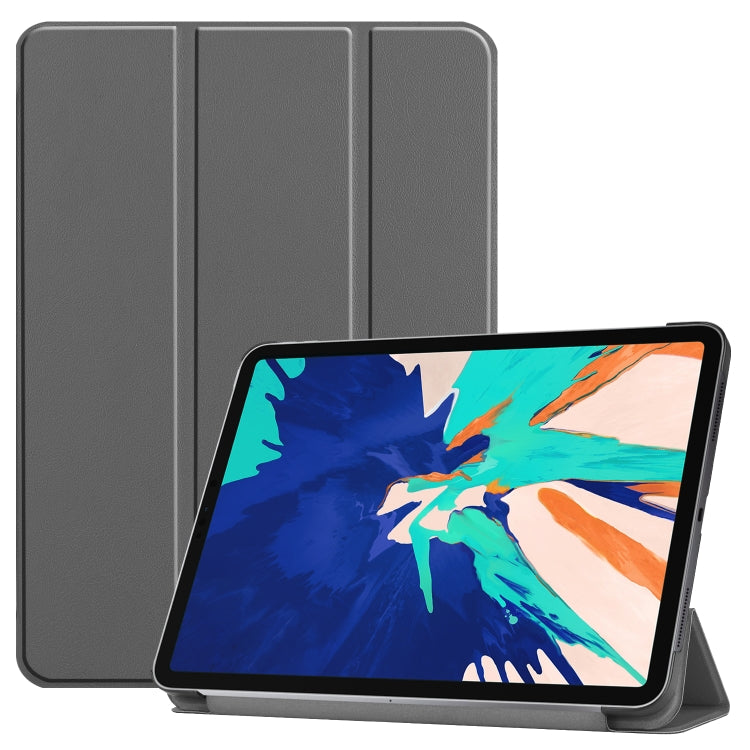 For iPad Air 13 2024 / Pro 12.9 2022 Custer Texture 3-Fold Smart Leather Tablet Case(Gray) - iPad Pro 12.9 (2020) Cases by PMC TechLife | Online Shopping South Africa | PMC TechLife | Buy Now Pay Later Mobicred