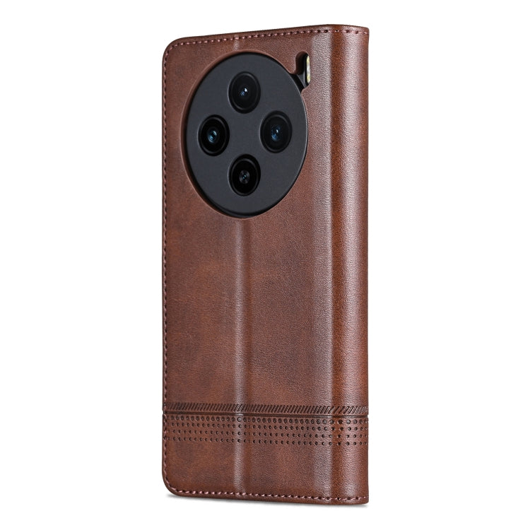 For vivo X100 AZNS Magnetic Calf Texture Leather Phone Case(Dark Brown) - free shipping - PMC Jewellery - Order now!