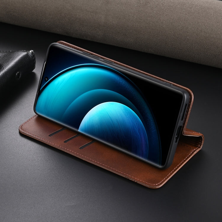 For vivo X100 AZNS Magnetic Calf Texture Leather Phone Case(Dark Brown) - free shipping - PMC Jewellery - Order now!