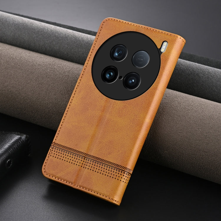 For vivo X100 Ultra AZNS Magnetic Calf Texture Leather Phone Case(Light Brown) - free shipping - PMC Jewellery - Order now!