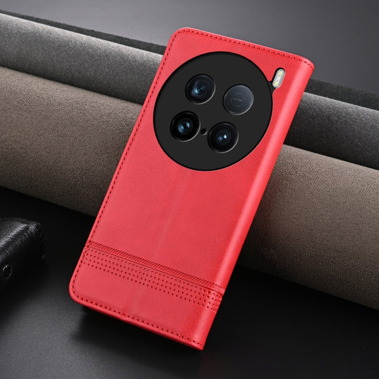 For vivo X100 Ultra AZNS Magnetic Calf Texture Leather Phone Case(Red) - free shipping - PMC Jewellery - Order now!