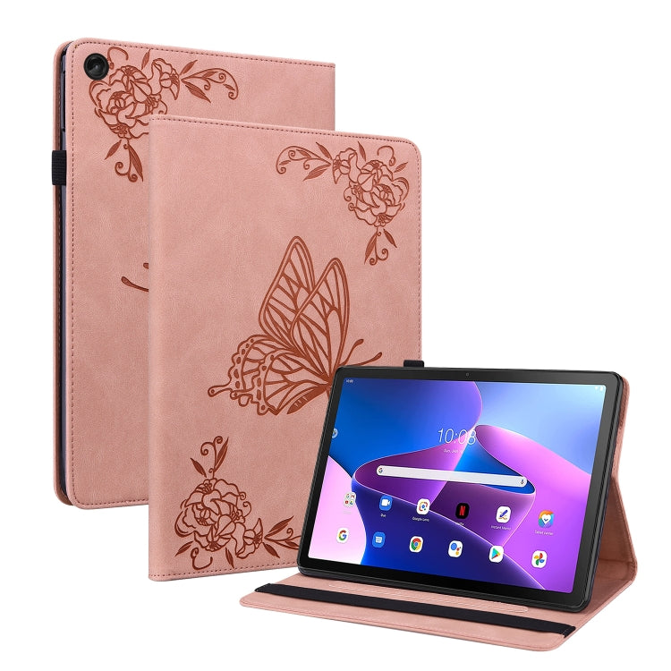For Lenovo Tab M10 10.1 3rd Gen Butterfly Flower Embossed Leather Tablet Case(Rose Gold) - Lenovo by PMC TechLife | Online Shopping South Africa | PMC TechLife | Buy Now Pay Later Mobicred