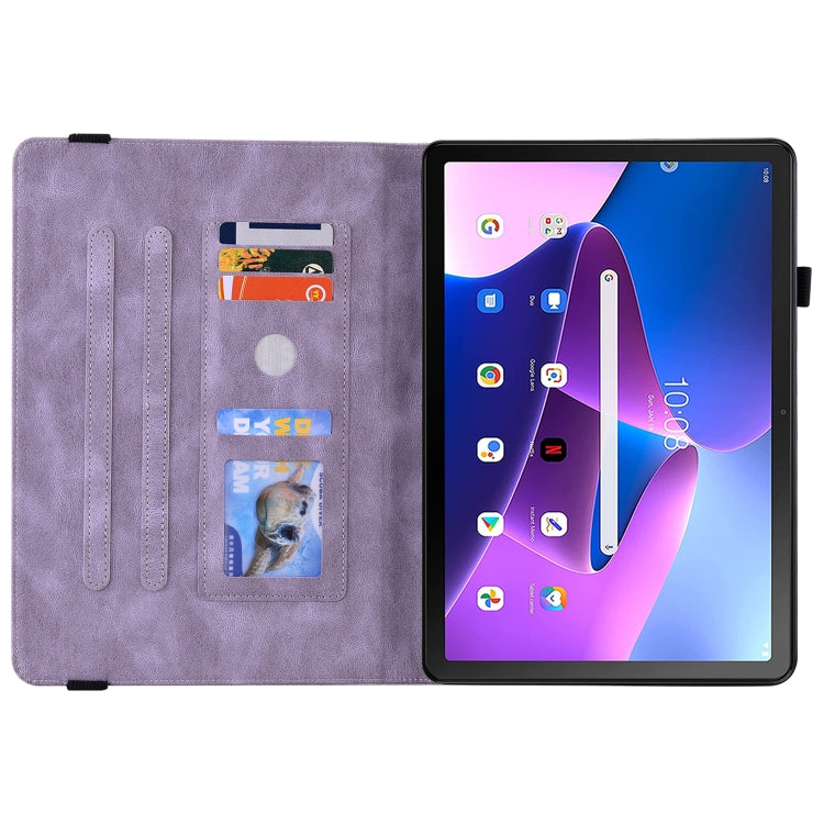 For Lenovo Tab M10 10.1 3rd Gen Butterfly Flower Embossed Leather Tablet Case(Purple) - Lenovo by PMC TechLife | Online Shopping South Africa | PMC TechLife | Buy Now Pay Later Mobicred