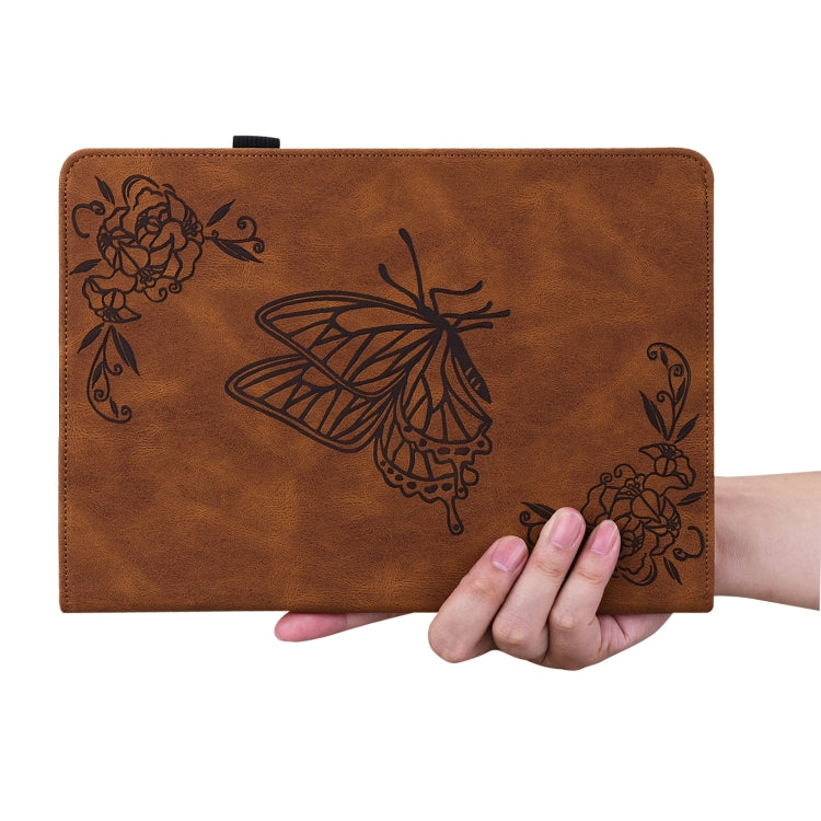 For Lenovo Tab M10 10.1 3rd Gen Butterfly Flower Embossed Leather Tablet Case(Brown) - Lenovo by PMC TechLife | Online Shopping South Africa | PMC TechLife | Buy Now Pay Later Mobicred