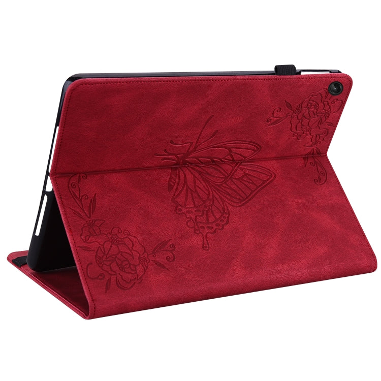 For Lenovo Tab M10 10.1 3rd Gen Butterfly Flower Embossed Leather Tablet Case(Red) - Lenovo by PMC TechLife | Online Shopping South Africa | PMC TechLife | Buy Now Pay Later Mobicred