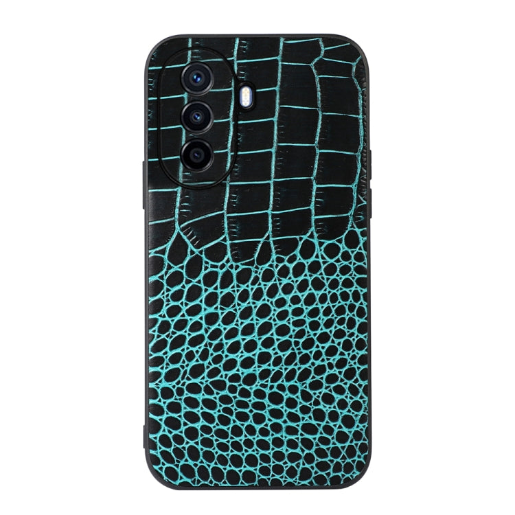 For Huawei Enjoy 50 China/nova Y70 4G Global/nova Y70 Plus Crocodile Top Layer Cowhide Leather Phone Case(Cyan Blue) - Huawei Cases by PMC TechLife | Online Shopping South Africa | PMC TechLife