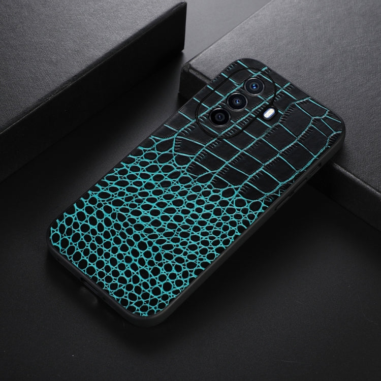For Huawei Enjoy 50 China/nova Y70 4G Global/nova Y70 Plus Crocodile Top Layer Cowhide Leather Phone Case(Cyan Blue) - Huawei Cases by PMC TechLife | Online Shopping South Africa | PMC TechLife