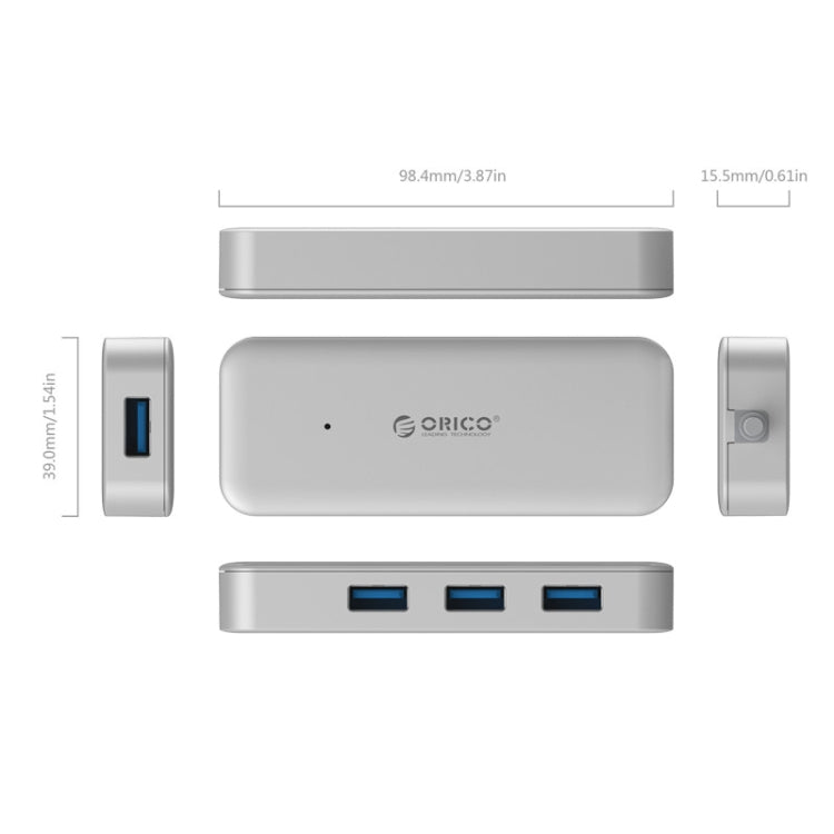 ORICO TC4U-U3 Type-C to USB 3.0 4-Port USB 3.0 Expansion HUB(Silver) - free shipping - PMC Jewellery - Order now!