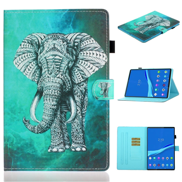 For Lenovo Tab M10 Plus 10.6 3rd Gen 2022 Coloured Drawing Smart Leather Tablet Case(Elephant) - Lenovo by PMC TechLife | Online Shopping South Africa | PMC TechLife