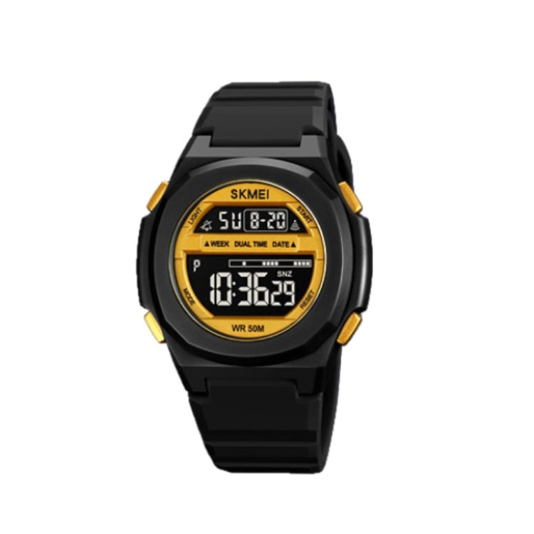 SKMEI 1821 Stainless Steel Buckle Silicone Strap Electronic Watch(Black Gold) - free shipping - PMC TechLife - Order now!