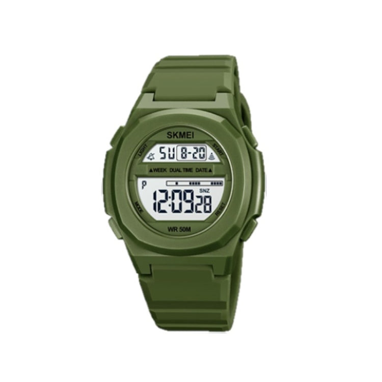 SKMEI 1821 Stainless Steel Buckle Silicone Strap Electronic Watch(Army Green) - free shipping - PMC TechLife - Order now!