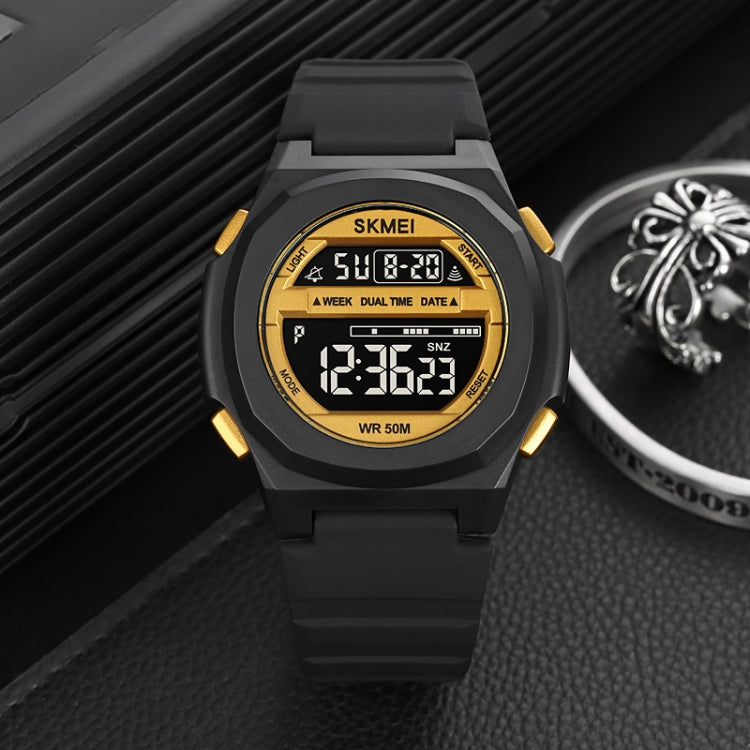 SKMEI 1821 Stainless Steel Buckle Silicone Strap Electronic Watch(Black and White) - free shipping - PMC TechLife - Order now!