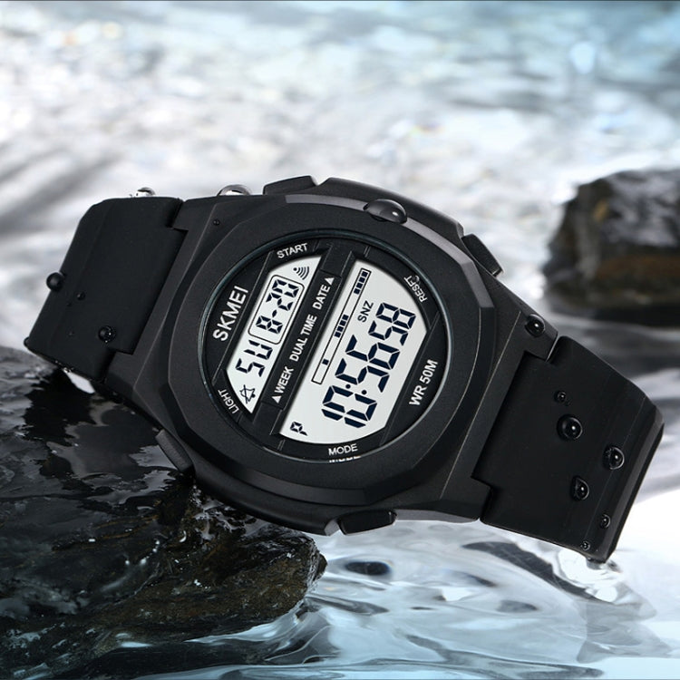 SKMEI 1821 Stainless Steel Buckle Silicone Strap Electronic Watch(Black and Black) - free shipping - PMC TechLife - Order now!