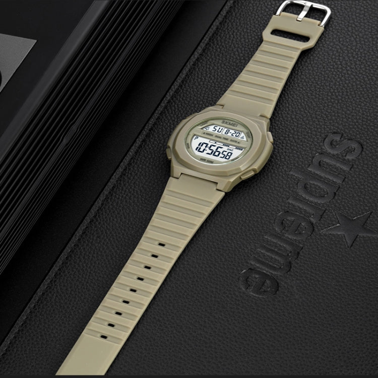 SKMEI 1821 Stainless Steel Buckle Silicone Strap Electronic Watch(Army Green) - free shipping - PMC TechLife - Order now!