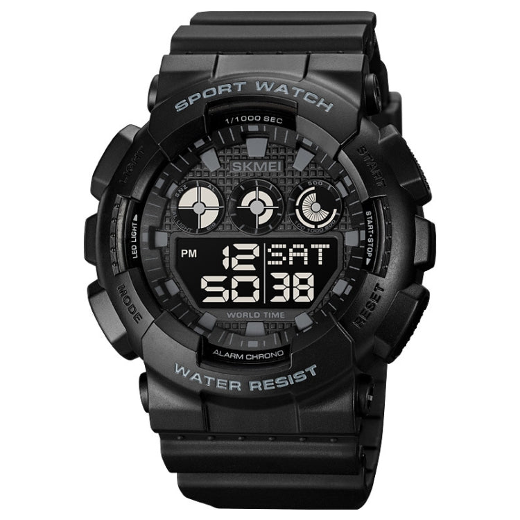 SKMEI 1857 Stainless Steel Buckle PU Strap Waterproof Electronic Watch(Black and Black) - free shipping - PMC TechLife - Order now!