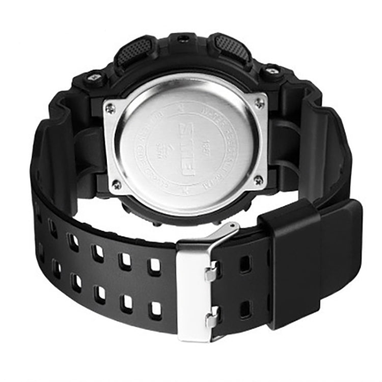 SKMEI 1857 Stainless Steel Buckle PU Strap Waterproof Electronic Watch(Black and Black) - free shipping - PMC TechLife - Order now!