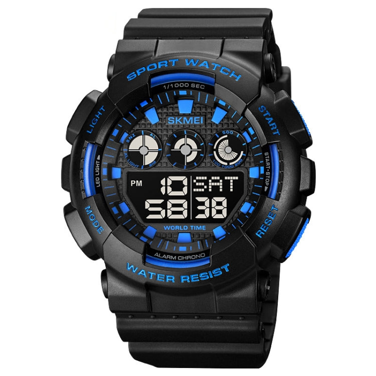 SKMEI 1857 Stainless Steel Buckle PU Strap Waterproof Electronic Watch(Blue) - free shipping - PMC TechLife - Order now!