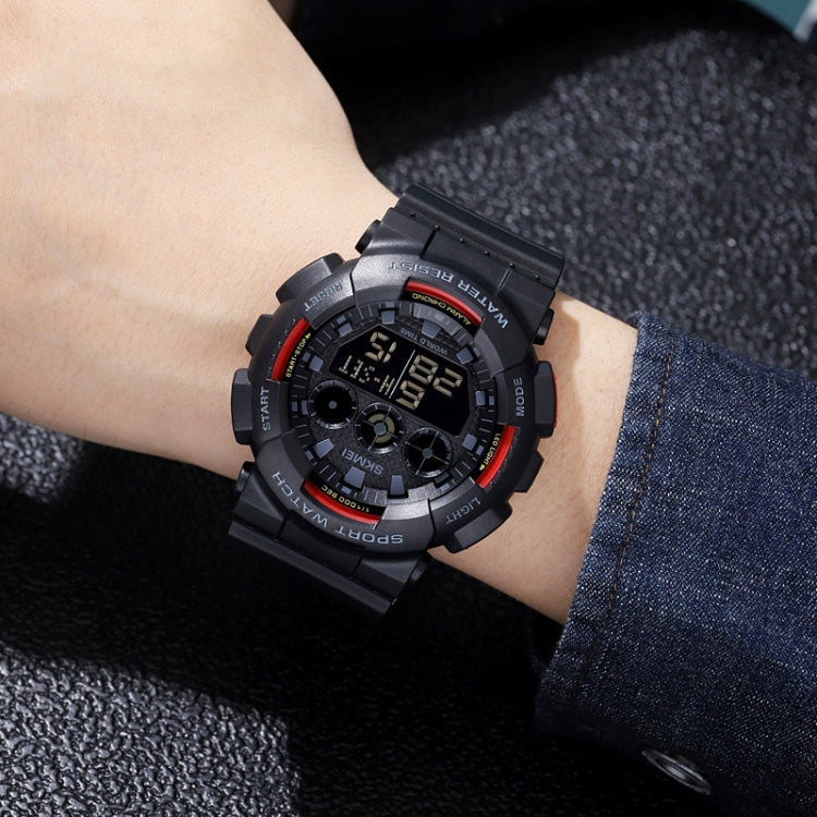 SKMEI 1857 Stainless Steel Buckle PU Strap Waterproof Electronic Watch(Red) - free shipping - PMC TechLife - Order now!