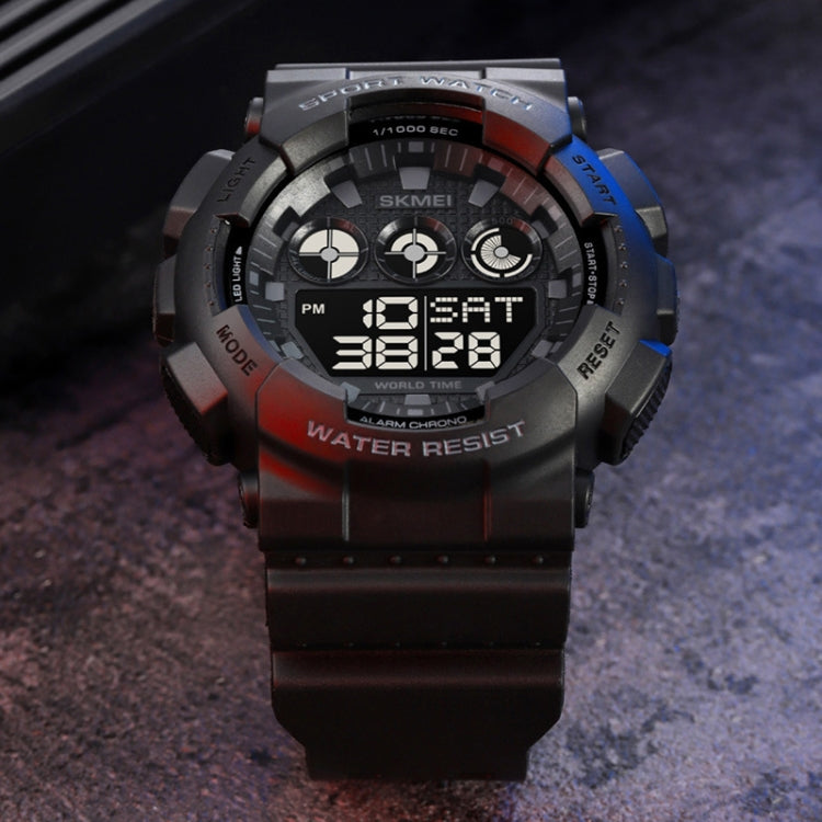 SKMEI 1857 Stainless Steel Buckle PU Strap Waterproof Electronic Watch(Blue) - free shipping - PMC TechLife - Order now!