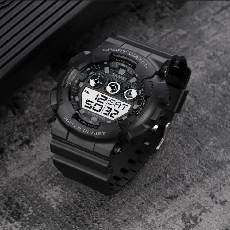 SKMEI 1857 Stainless Steel Buckle PU Strap Waterproof Electronic Watch(Black Gold) - free shipping - PMC TechLife - Order now!