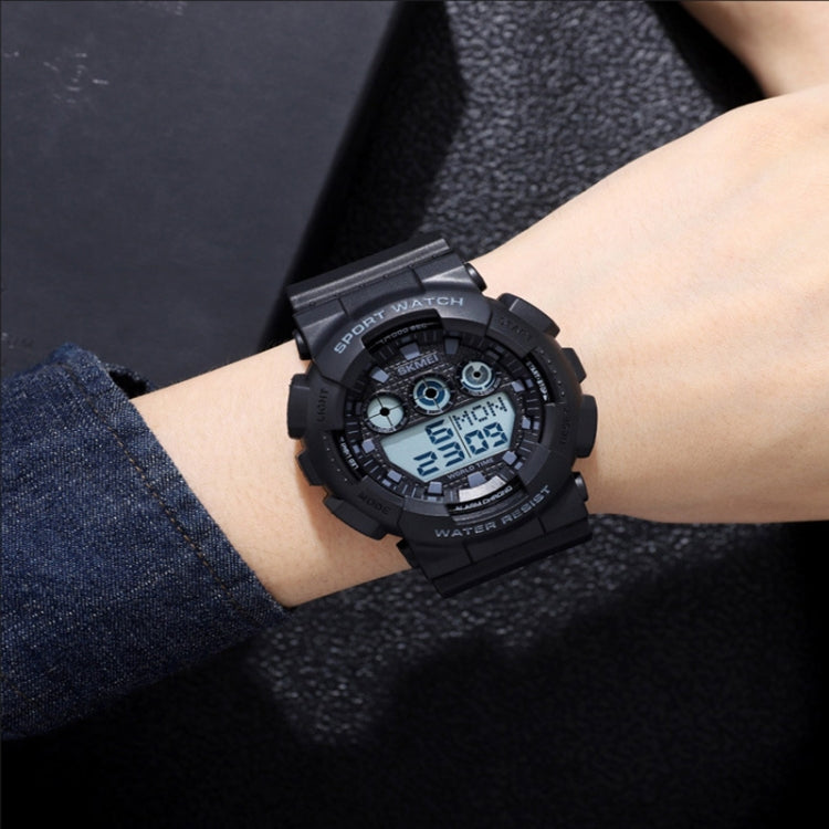 SKMEI 1857 Stainless Steel Buckle PU Strap Waterproof Electronic Watch(Black and Black) - free shipping - PMC TechLife - Order now!