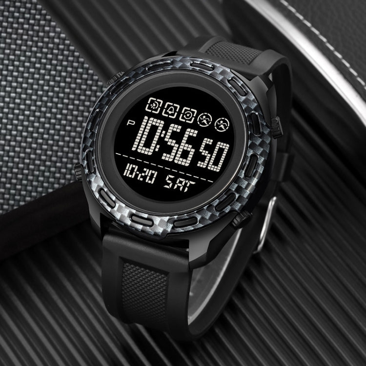 SKMEI 1872 Stainless Steel Buckle PU Strap Waterproof Electronic Watch, Dial:White(Carbon Brazing) - free shipping - PMC TechLife - Order now!