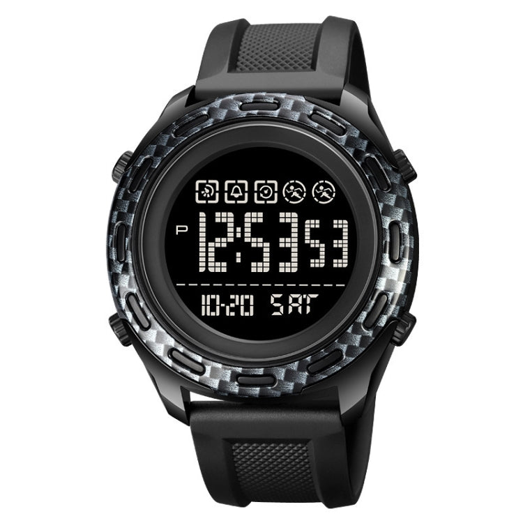 SKMEI 1872 Stainless Steel Buckle PU Strap Waterproof Electronic Watch, Dial:Black(Carbon Brazing) - free shipping - PMC TechLife - Order now!