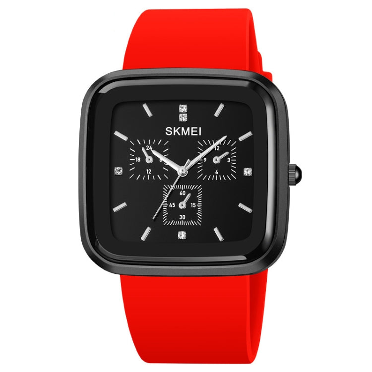 SKMEI 1902 Stainless Steel Buckle Silicone Strap Waterproof Quartz Watch(Black+Red) - free shipping - PMC TechLife - Order now!