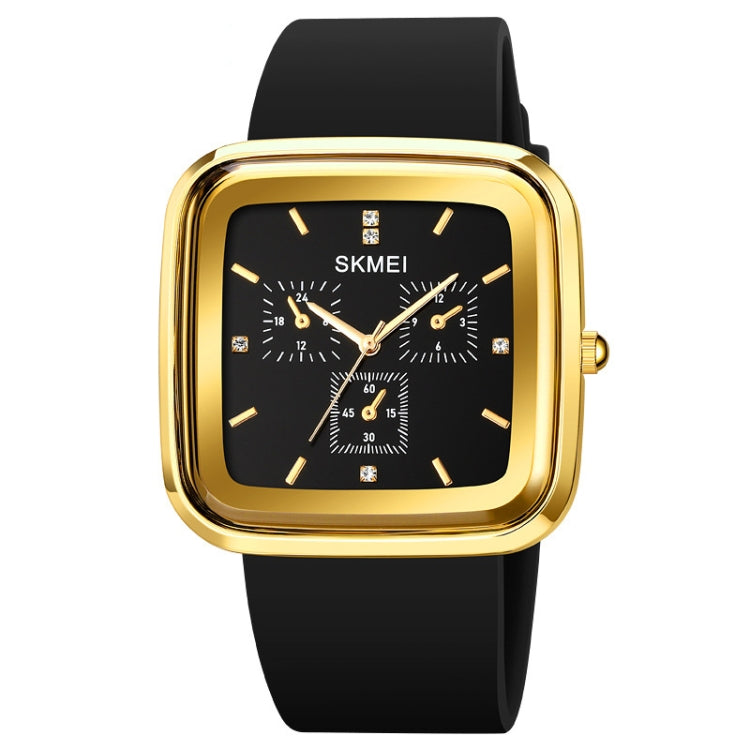 SKMEI 1902 Stainless Steel Buckle Silicone Strap Water-resistant Quartz Watch(Gold + Black) - free shipping - PMC TechLife - Order now!