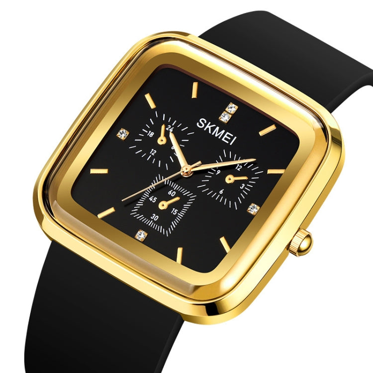 SKMEI 1902 Stainless Steel Buckle Silicone Strap Waterproof Quartz Watch(Black+Black) - free shipping - PMC TechLife - Order now!