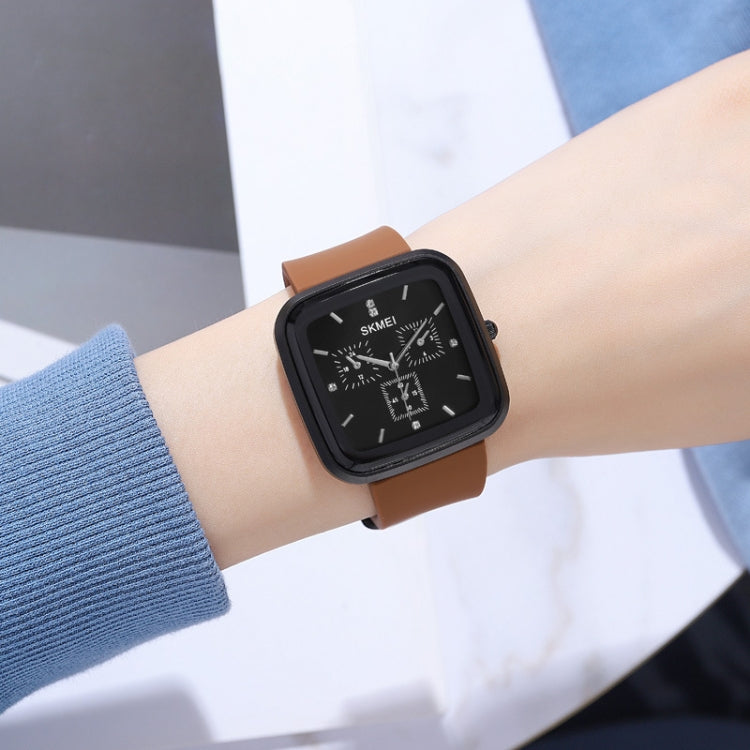 SKMEI 1902 Stainless Steel Buckle Silicone Strap Waterproof Quartz Watch(Black + Brown) - free shipping - PMC TechLife - Order now!