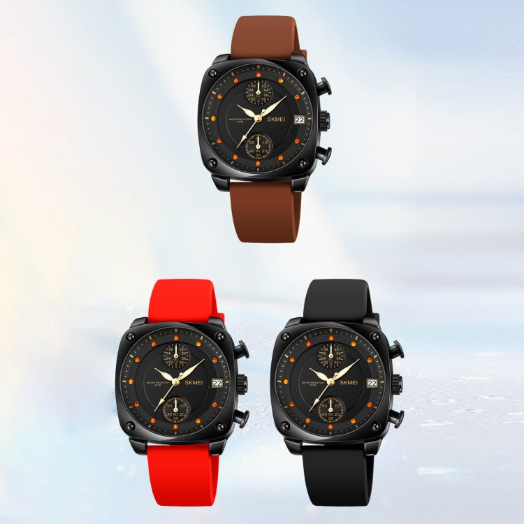 SKMEI 1903 Stainless Steel Buckle Silicone Strap Waterproof Quartz Watch(Coffee) - free shipping - PMC TechLife - Order now!