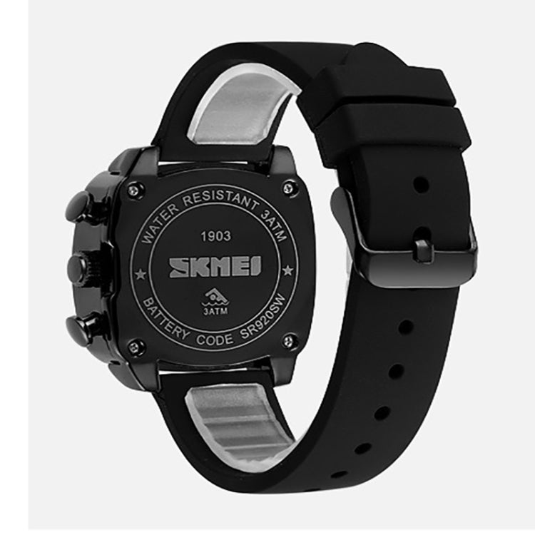 SKMEI 1903 Stainless Steel Buckle Silicone Strap Waterproof Quartz Watch(Black) - free shipping - PMC TechLife - Order now!